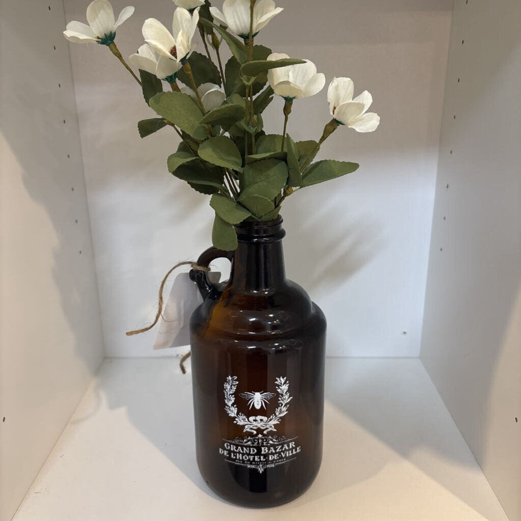 Amber Bottle with Greenery