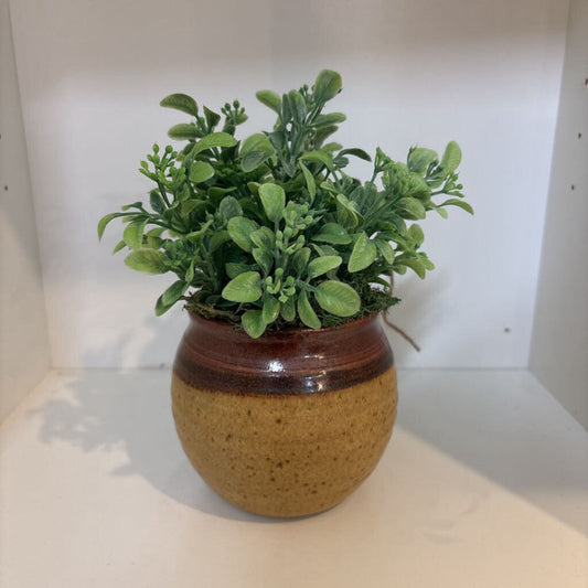 Brown Pottery Jar with Florals