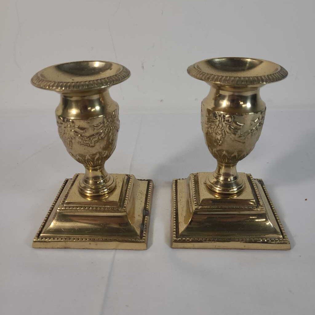 PR SOLID BRASS URN CANDLE HOLDERS