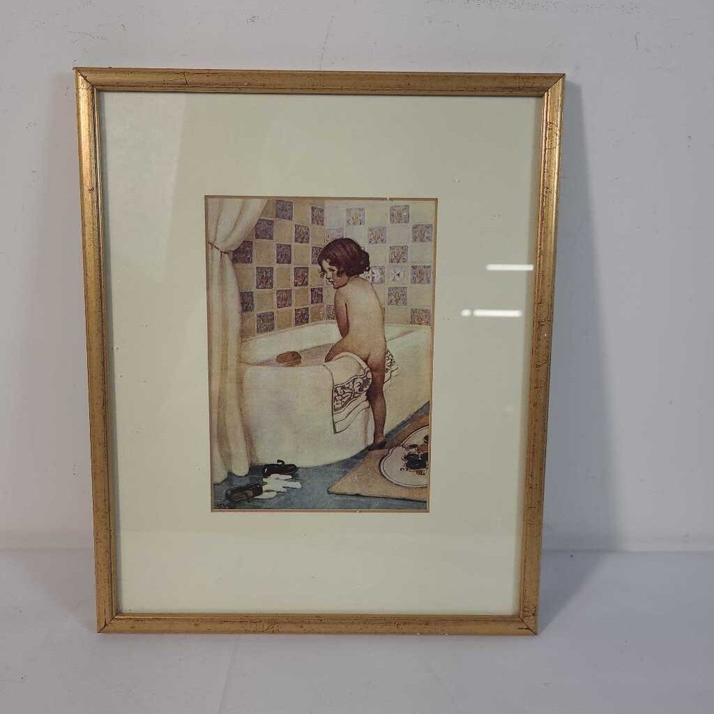 CHILD IN TUB WALL ART