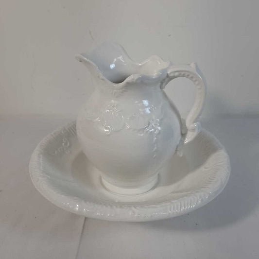 WHITE PITCHER & BOWL SET