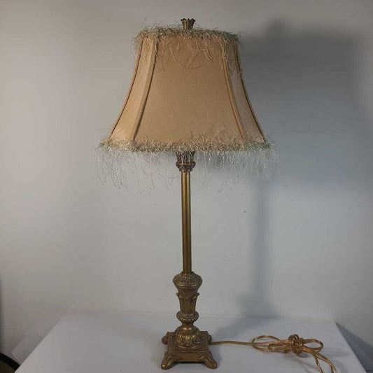 BERMAN GOLD BUFFET LAMP W/FRINGE SHADE
