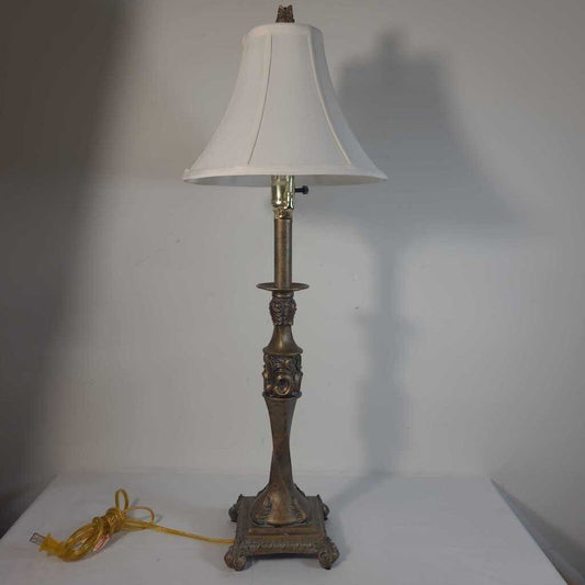 AGED GOLD BUFFET LAMP W/WHITE SHADE