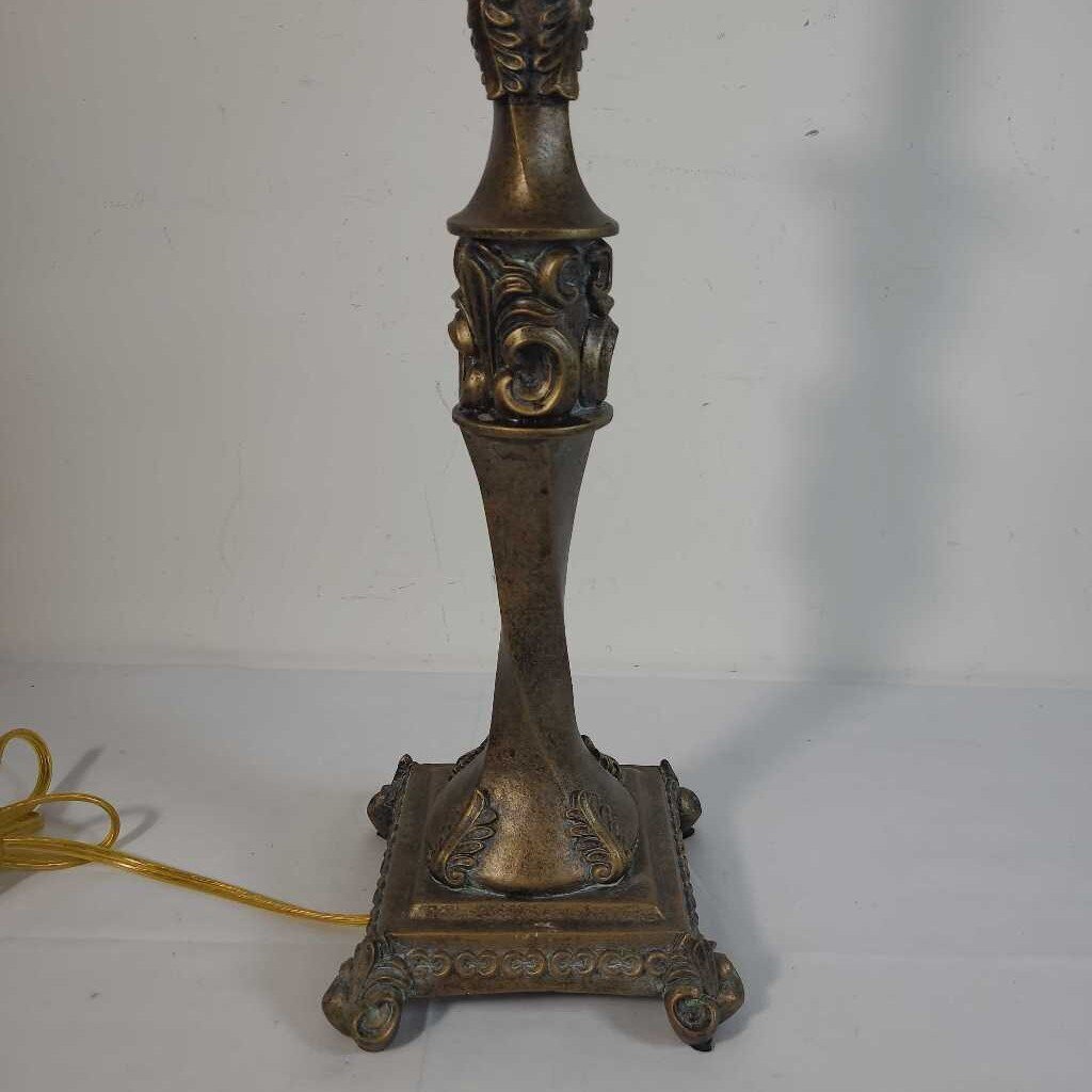 AGED GOLD BUFFET LAMP W/WHITE SHADE