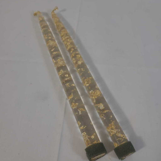 PR GOLD FLECK LUCITE CANDLESTICKS
