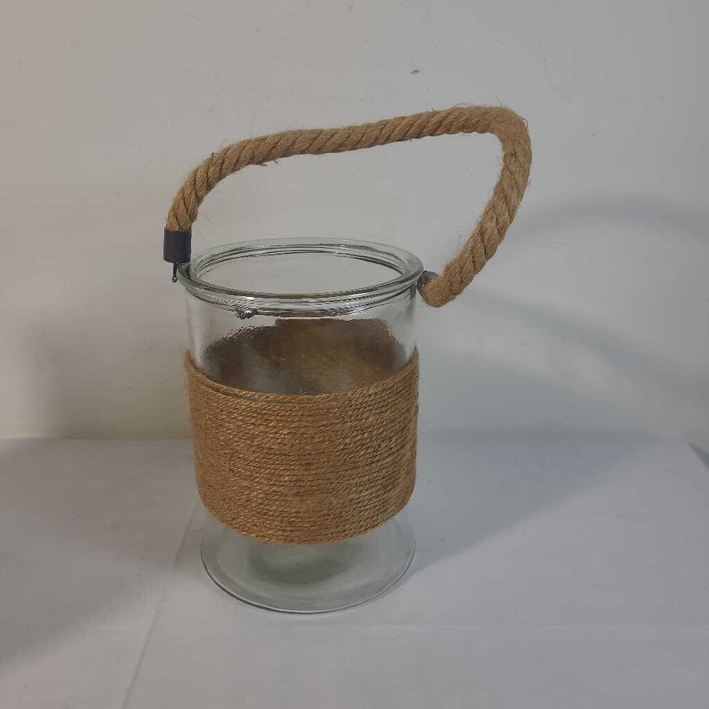 TWINE WRAPPED GLASS CANDLE HOLDER