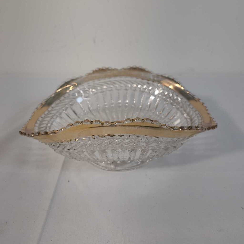 ROLLED EDGE PRESSED GLASS CANDY DISH