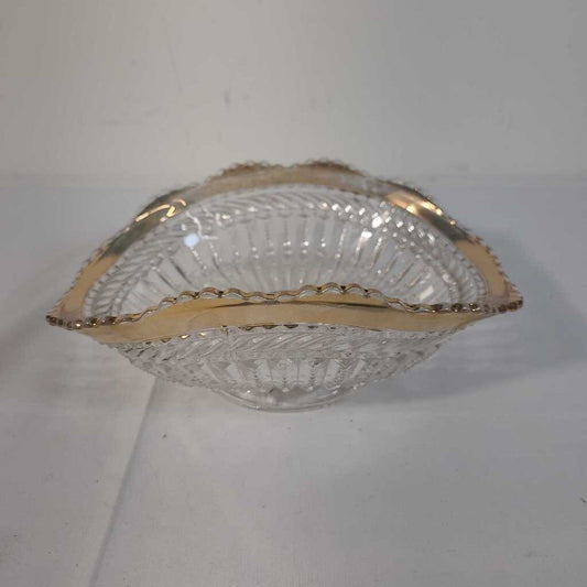 ROLLED EDGE PRESSED GLASS CANDY DISH