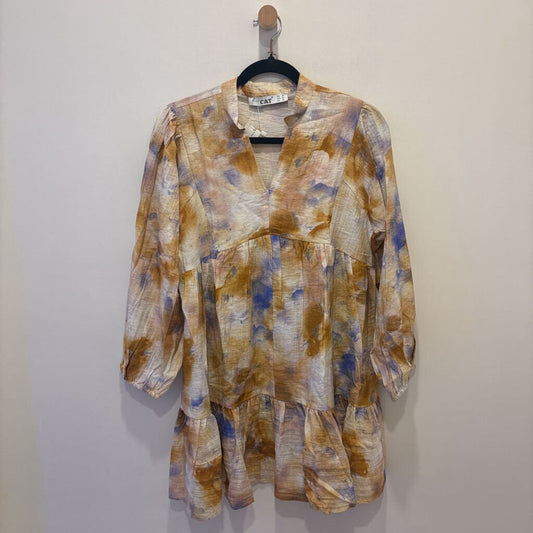 Mustard & Lavender Tie-Dye Babydoll Dress