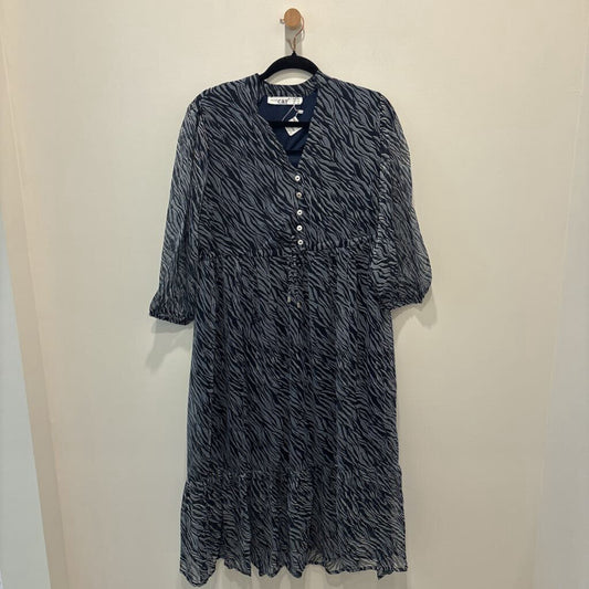 Navy Blue Abstract Zebra Print Midi/Maxi Dress