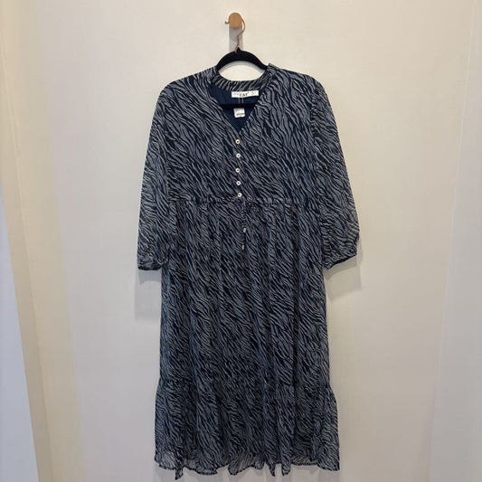 Navy Blue Abstract Zebra Print Midi/Maxi Dress