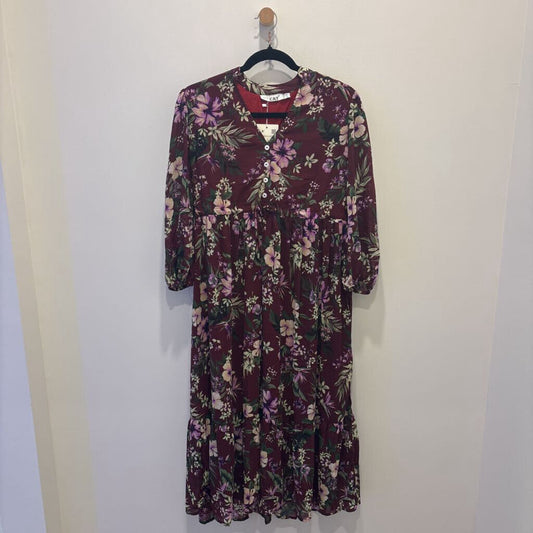 Burgundy Floral Tiered Maxi Dress