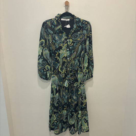 Green Paisley Print Midi/Maxi Shirt Dress