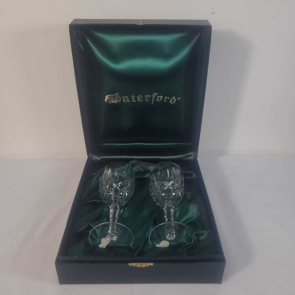 PR WATERFORD CRYSTAL WINE GLASSES IN CASE