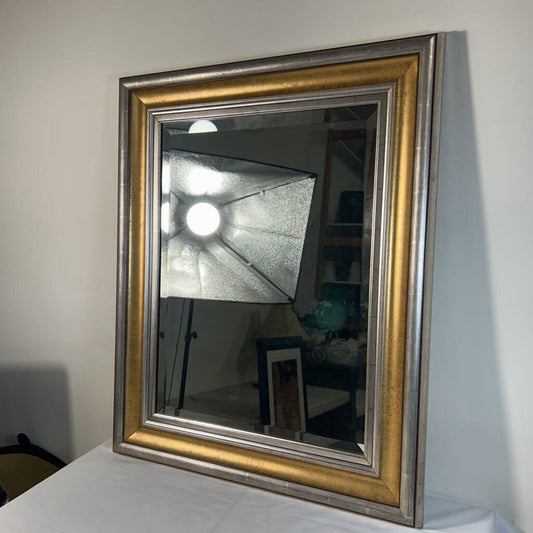 SILVER/GOLD FRAMED BEVELED MIRROR