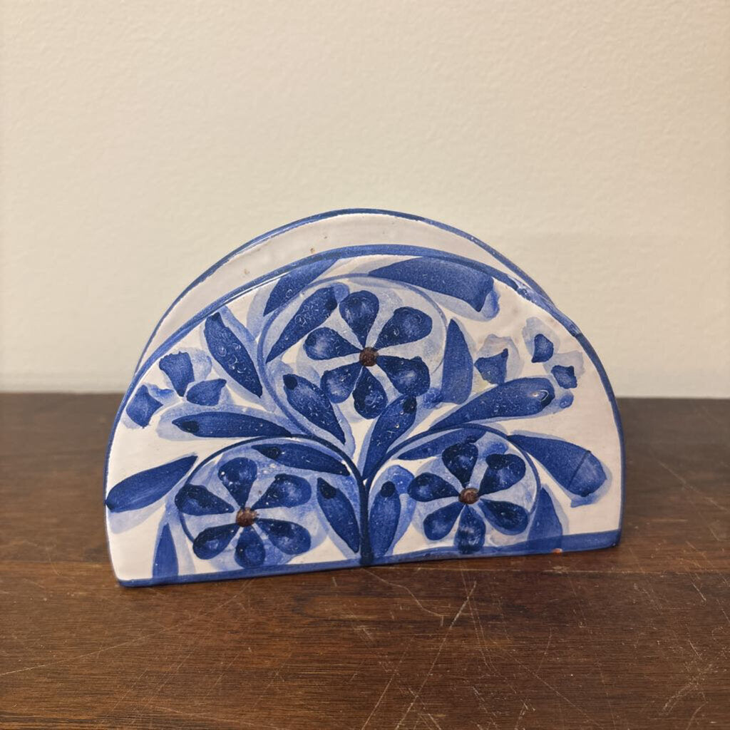 NAPKIN / LETTER HOLDER CERAMIC HAND PAINTED