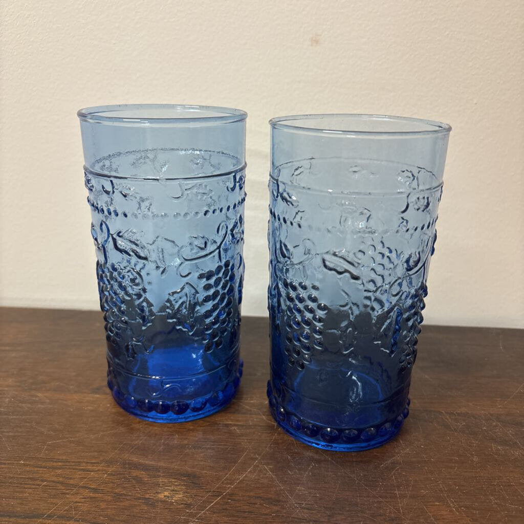 PAIR TEXTURED GLASS TUMBLERS 1980'S