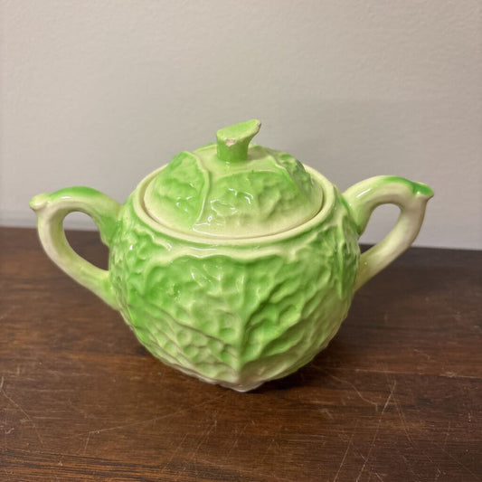 SUGAR BOWL HOLLAND MOLD GREEN CABBAGE CERAMIC 1970'S