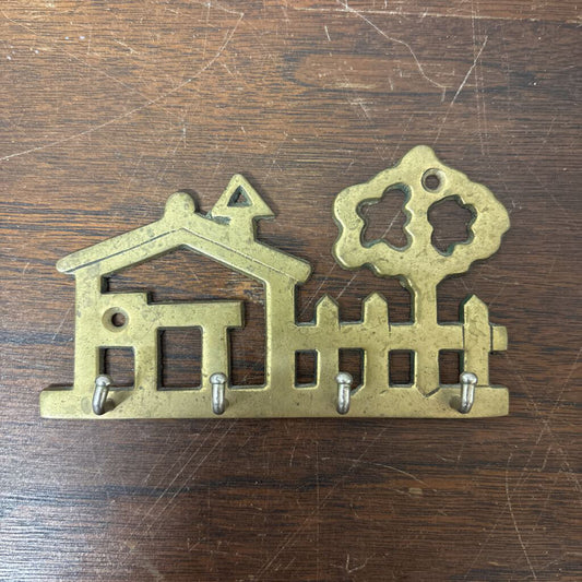 BRASS KEY RACK HOUSE AND GARDEN SILHOUETTE