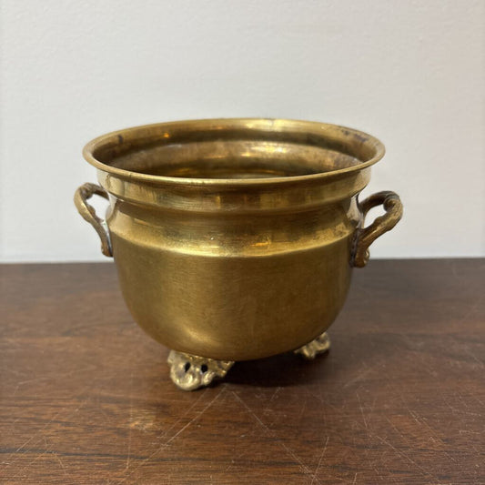 BRASS PLANTER POT 3 FOOTED WITH HANDLES