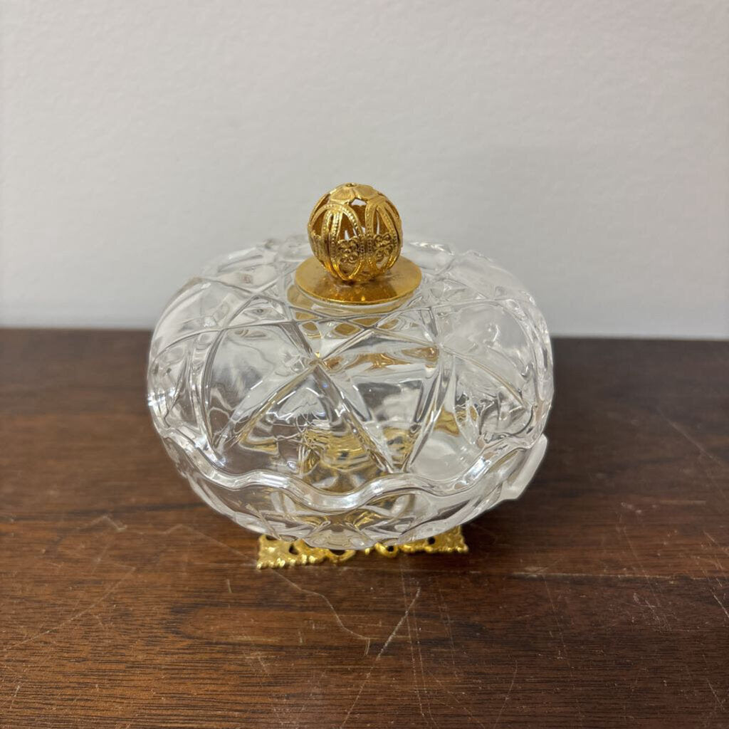 LIDDED TRINKET BOX 24K GOLD PLATED: ROYAL CRYSTAL ROCK OVAL DISH
