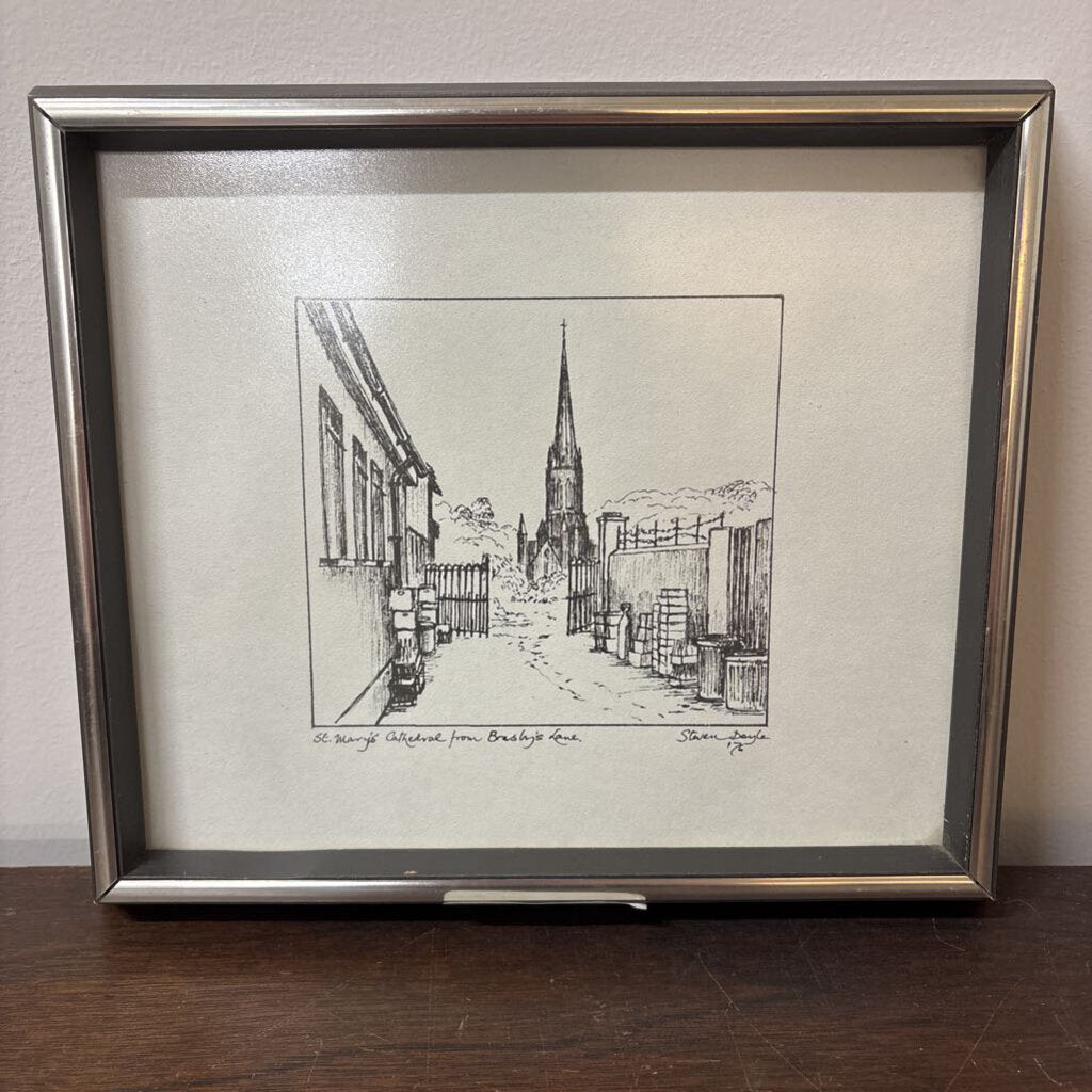 FRAMED ARTIST STEVEN DOYLE PEN AND INK DRAWING 1976