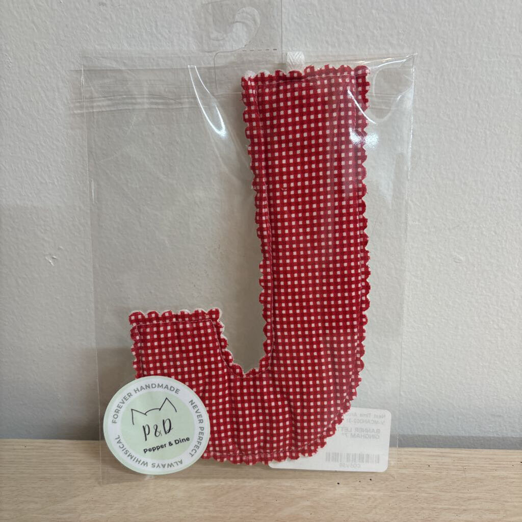 BANNER LETTER - "J" RED GINGHAM
