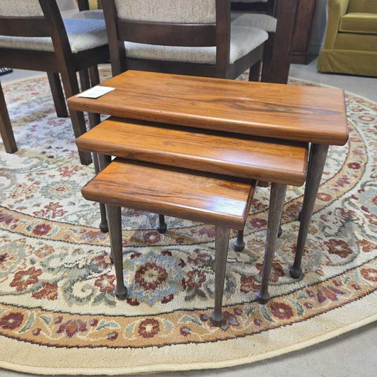 S/3 TEAK STACKING TABLES