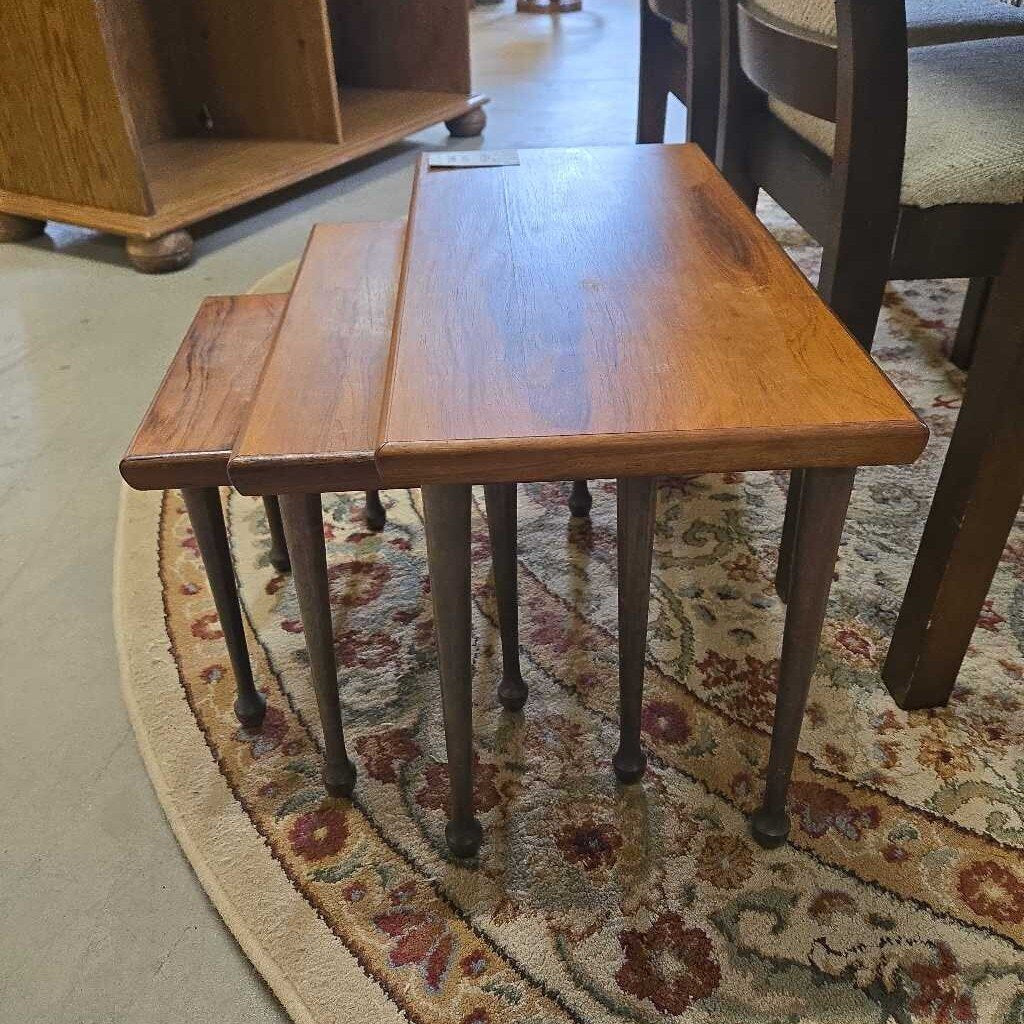 S/3 TEAK STACKING TABLES