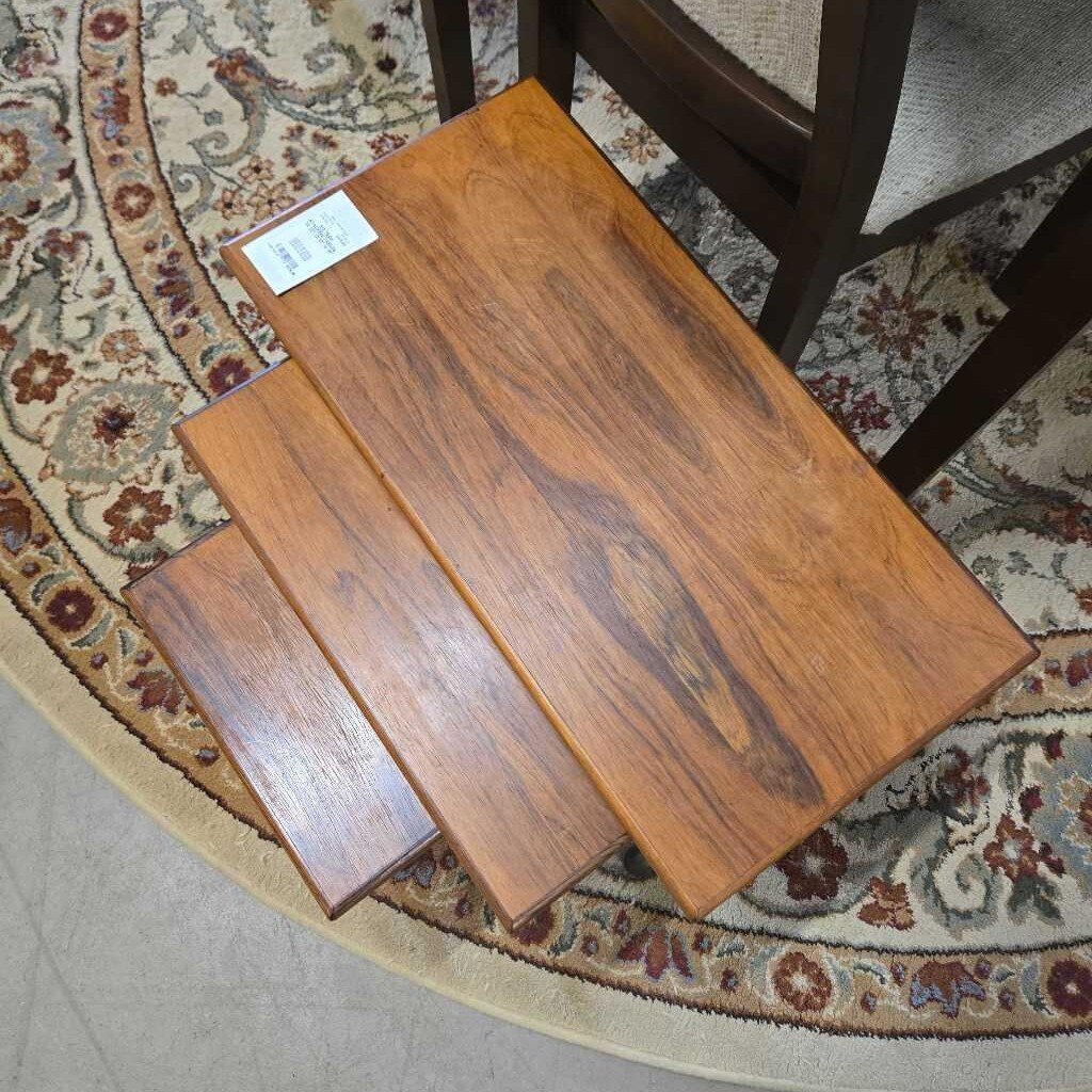 S/3 TEAK STACKING TABLES