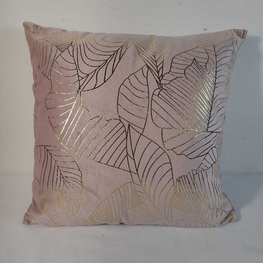 PINK PILLOW W/ GOLD LEAVES
