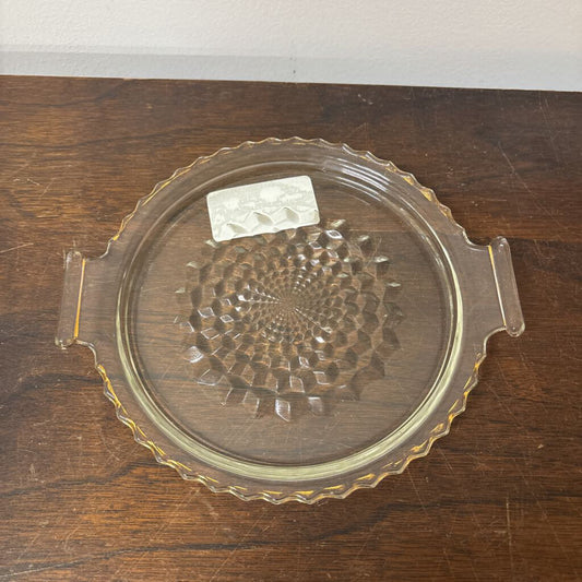 TIDBIT TRAY WITH HANDLES FOR VANITY, KEYS OR NIBBLIES JEANNETTE GLASS