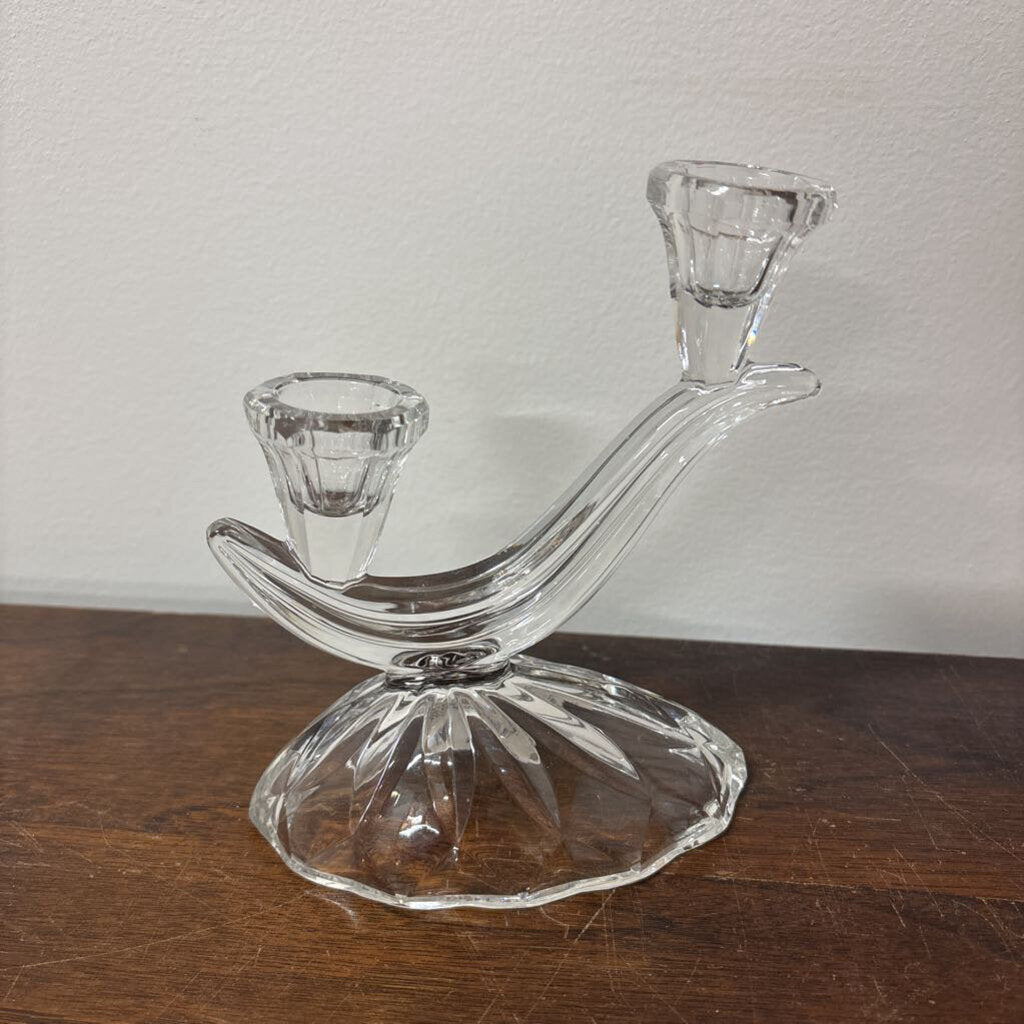 CRYSTAL DOUBLE CANDLESTICK HOLDER 24% ART NOUVEAU STYLE GERMANY
