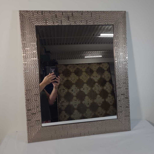 TEXTURED SIVER FRAMED MIRROR
