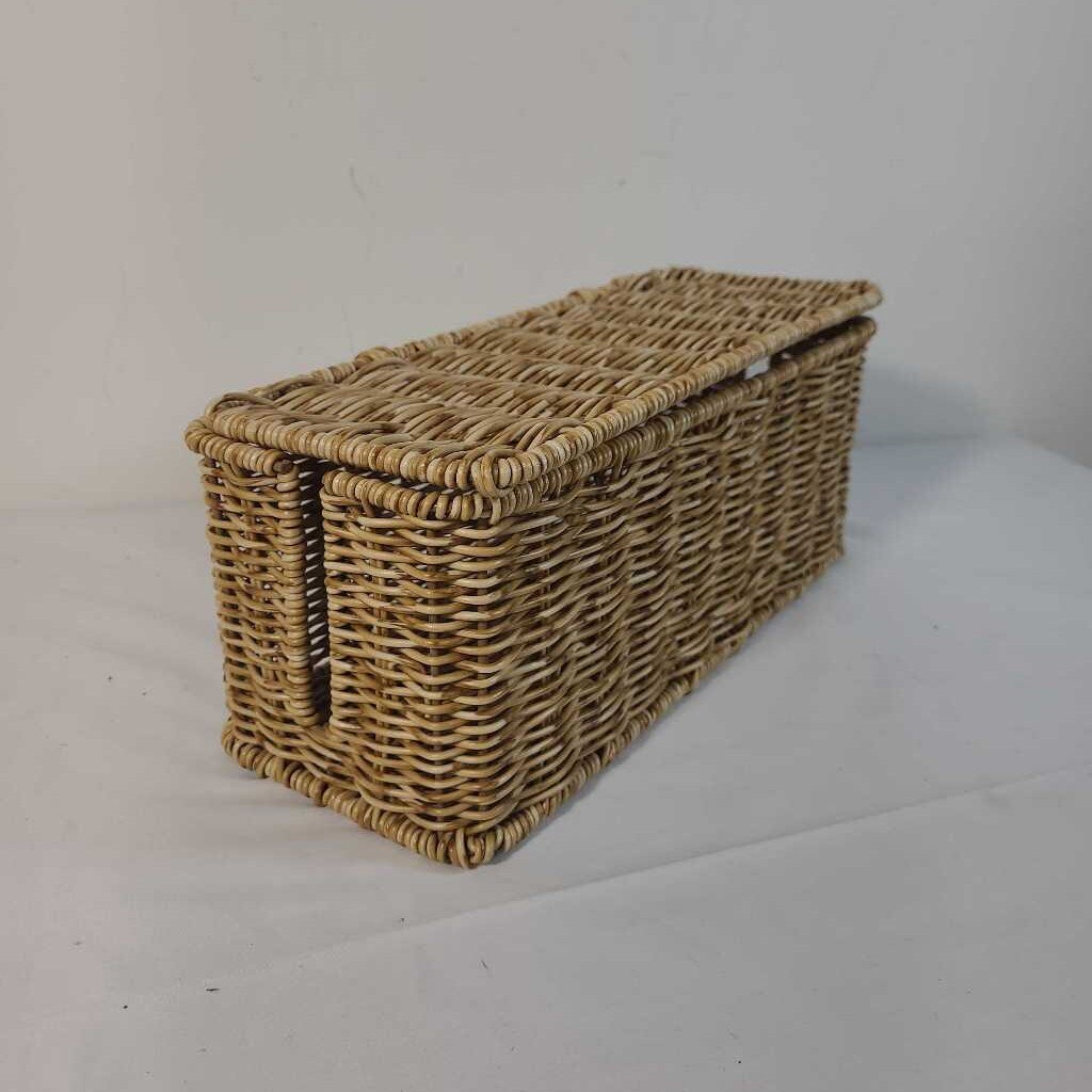 LIDDED RATTAN CORD BASKET
