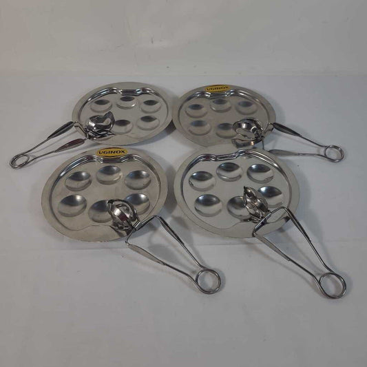 S/4 ESCARGOT PLATES W/TONGS