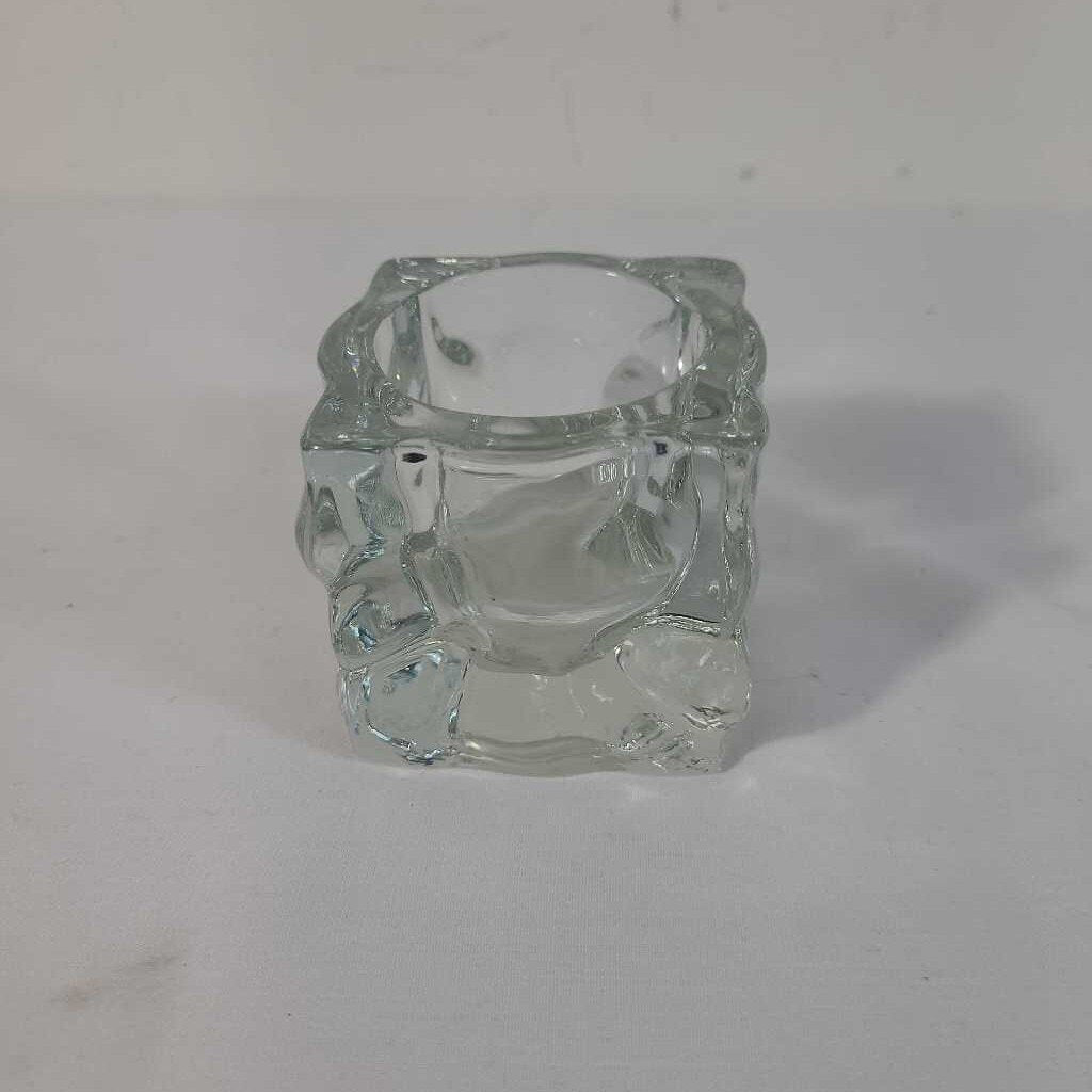 SQUARE GLASS TEALIGHT/VOTIVE HOLDER