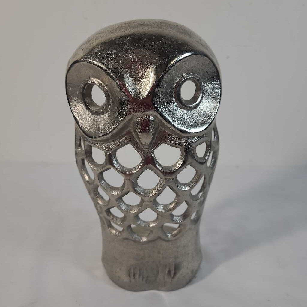 SILVER OWL CANDLE HOLDER