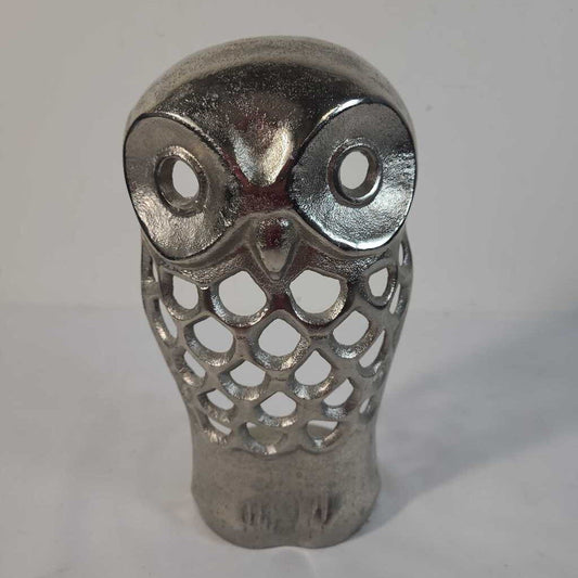 SILVER OWL CANDLE HOLDER
