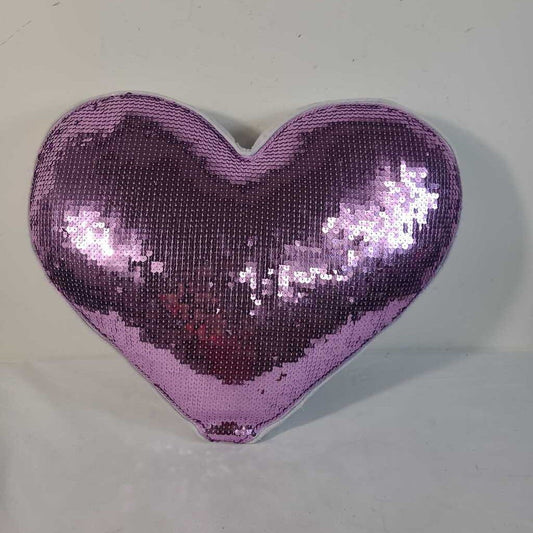 PURPLE SEQUIN HEART PILLOW