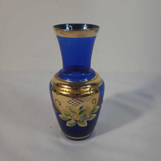VTG BOHEMIAN CZECH COBALT GLASS VASE