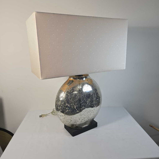 MERCURY GLASS TABLE LAMP W/RECTANGULAR SHADE