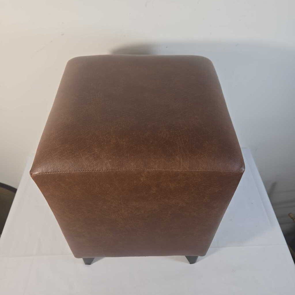 BROWN LEATHER STOOL