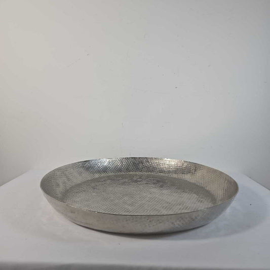 ROUND CHROME TEXTURED TRAY