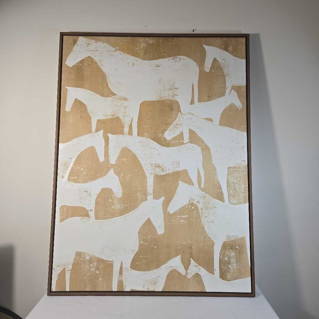 WHITE HORSE FRAMED CANVAS