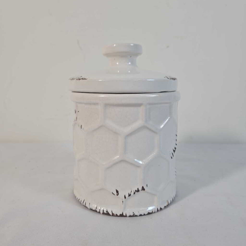 HONEYCOMB CANISTER W/LID & SCOOP