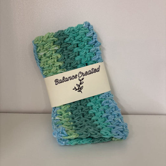 KITCHEN DISH CLOTH - TEAL BLUE AND GREEN
