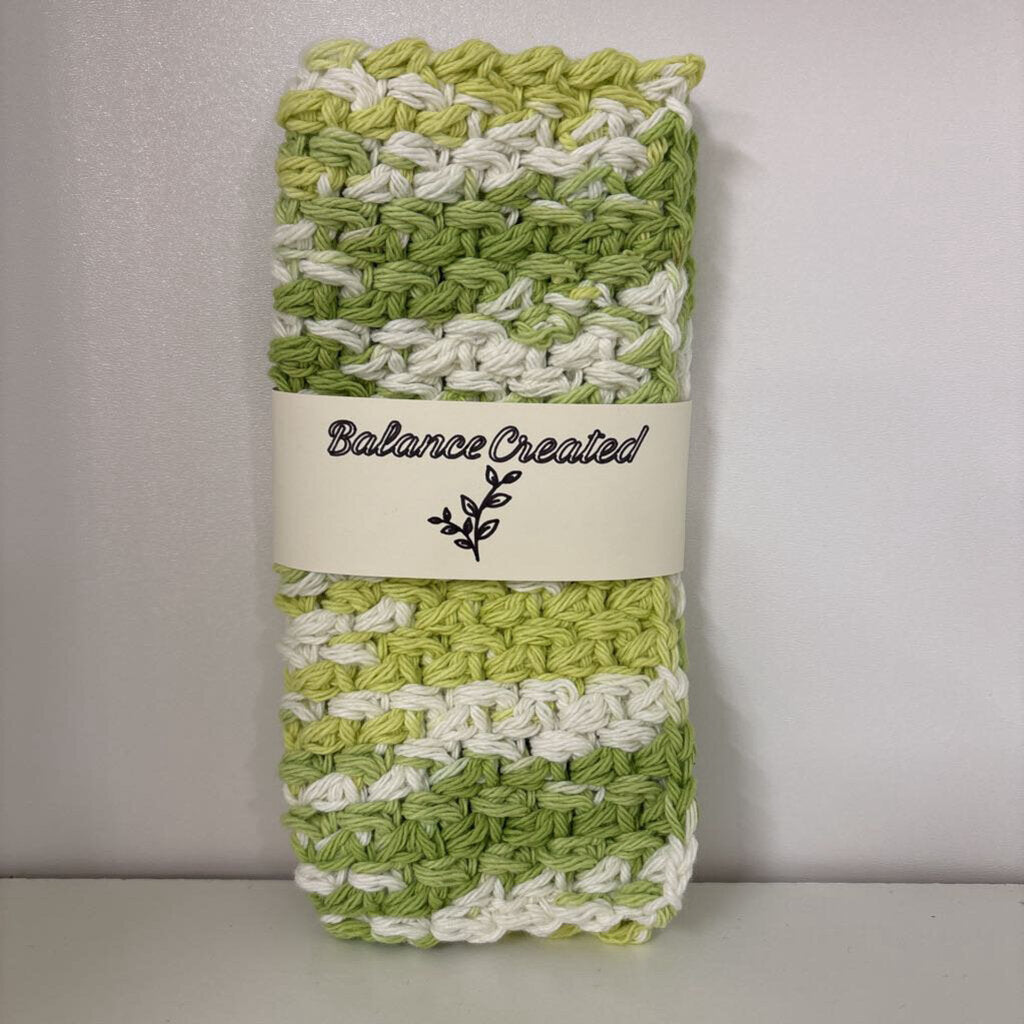 KITCHEN DISH CLOTH - GREEN AND WHITE