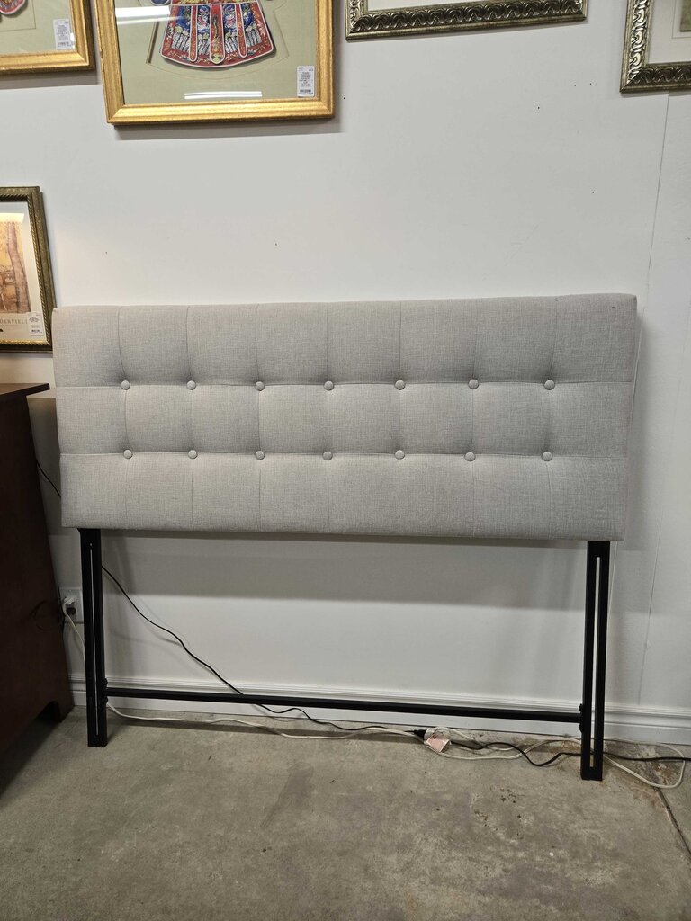 DOUBLE GREY UPHOLSTERED HEADBOARD