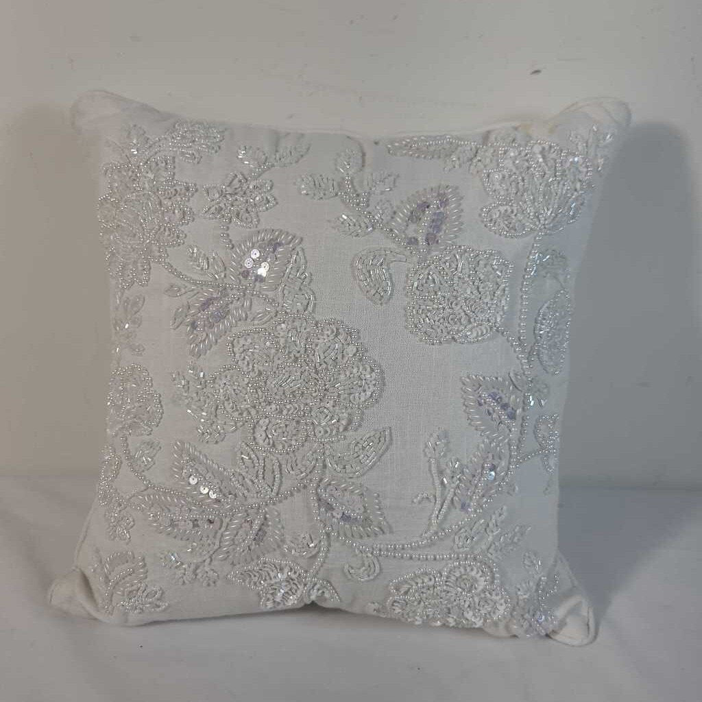 WHITE BEADED PILLOW